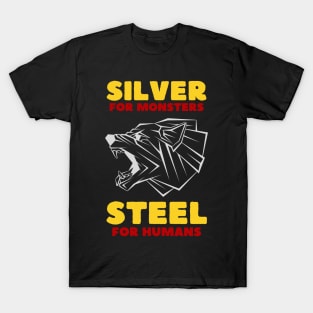 Snarling Wolf - Silver for Monsters - Steel for Humans - Colors - Fantasy T-Shirt